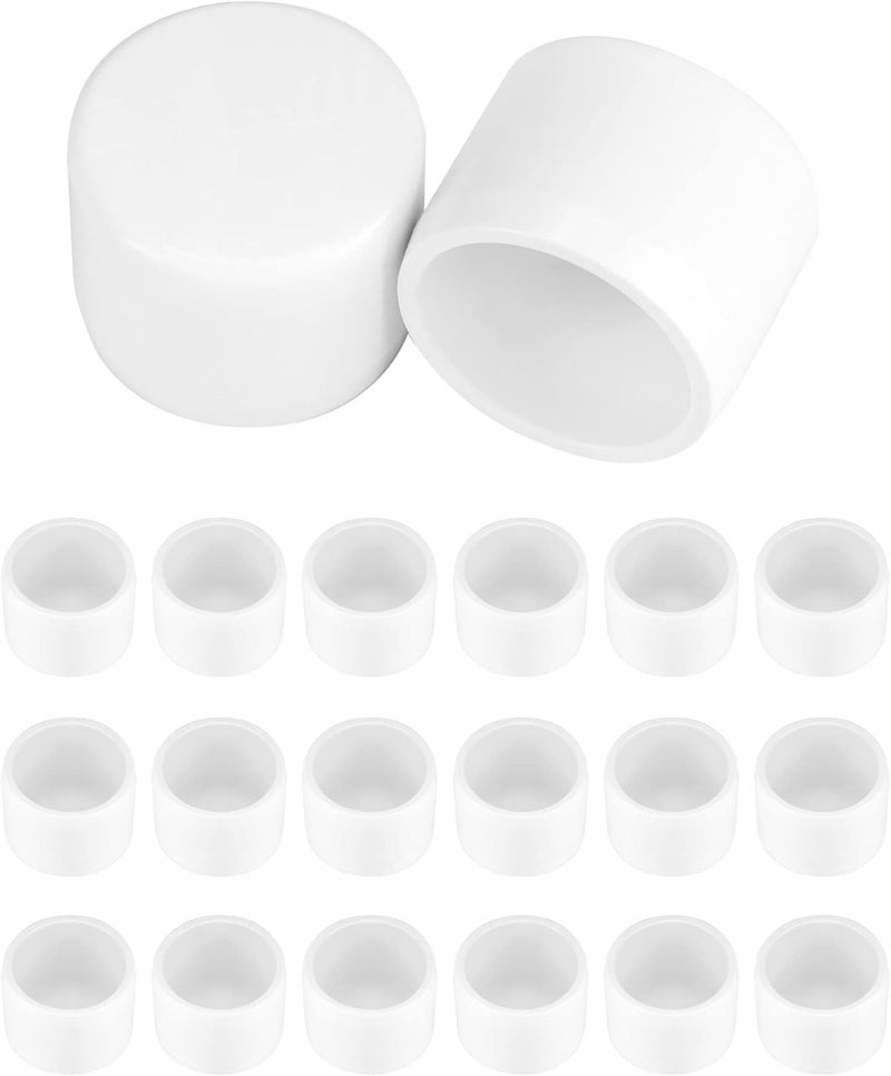 QWORK PVC External End Cap, Furniture Grade SCH40 Fitting, 3/4" Size, Pack of 20, White - Image 1